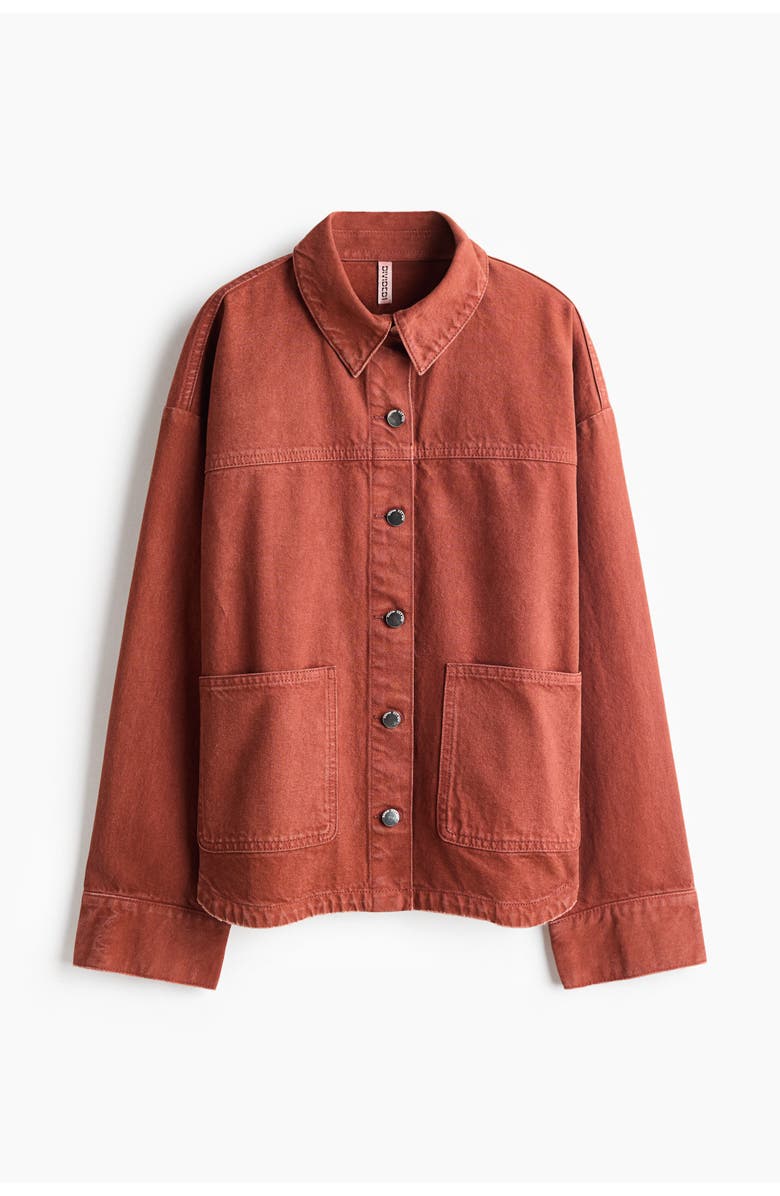 H&M Twill Shacket, Main, color, Rust Brown