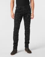 PHILIPP PLEIN Denim Trousers Rock Star Tribal Strass Men