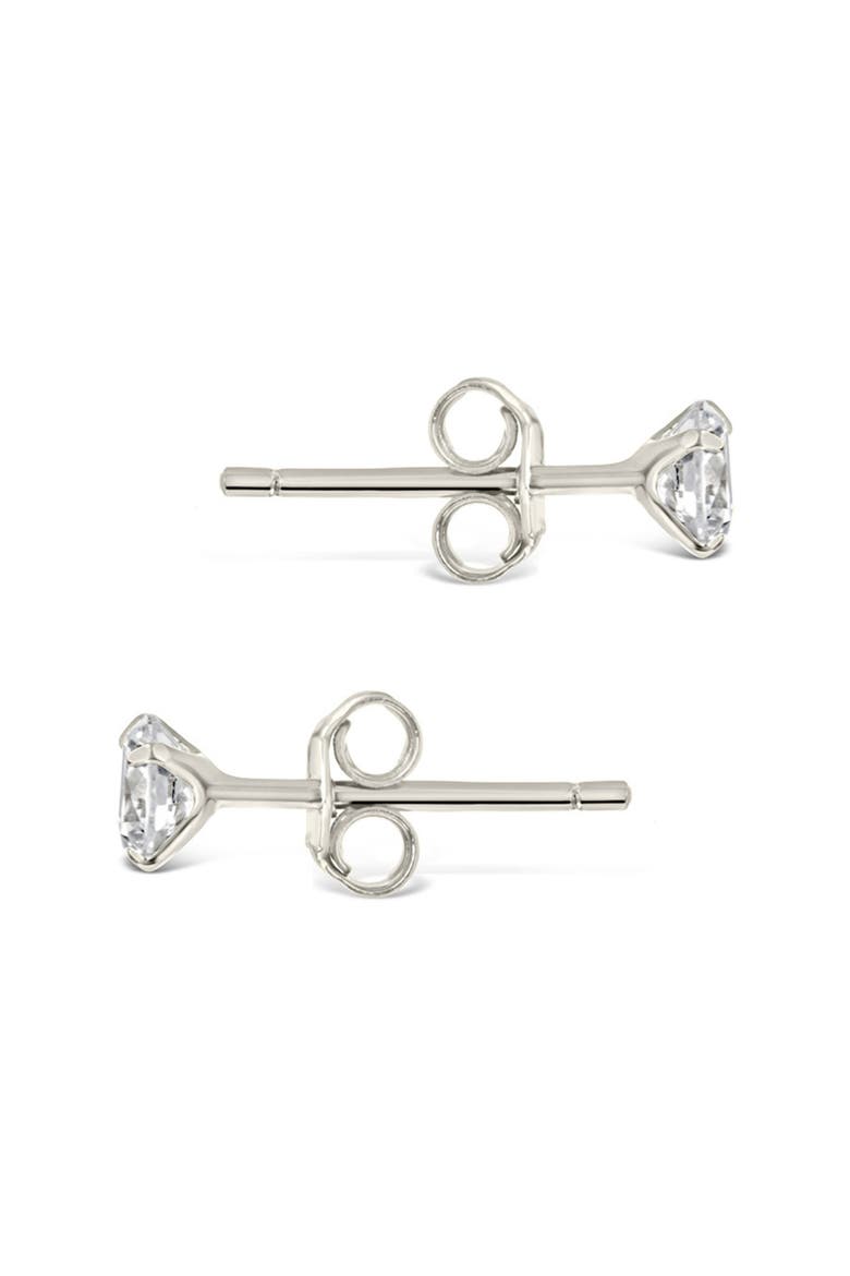 Round Cubic Zirconia Stud Earrings, Alternate, color, SILVER