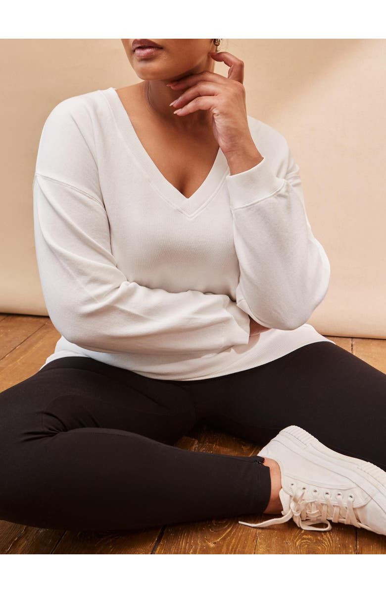 Live Unlimited V-Neck Sweatshirt, Alternate, color, Cream