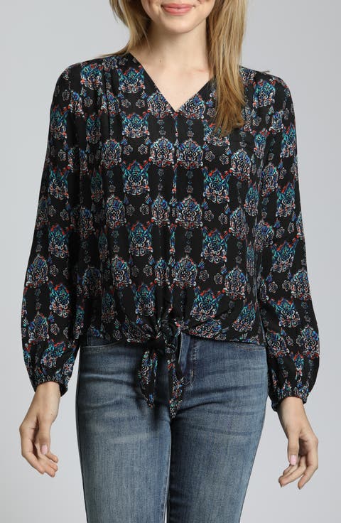 Print Tie Front Top