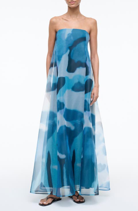 Allyson Abstract Print Strapless Dress