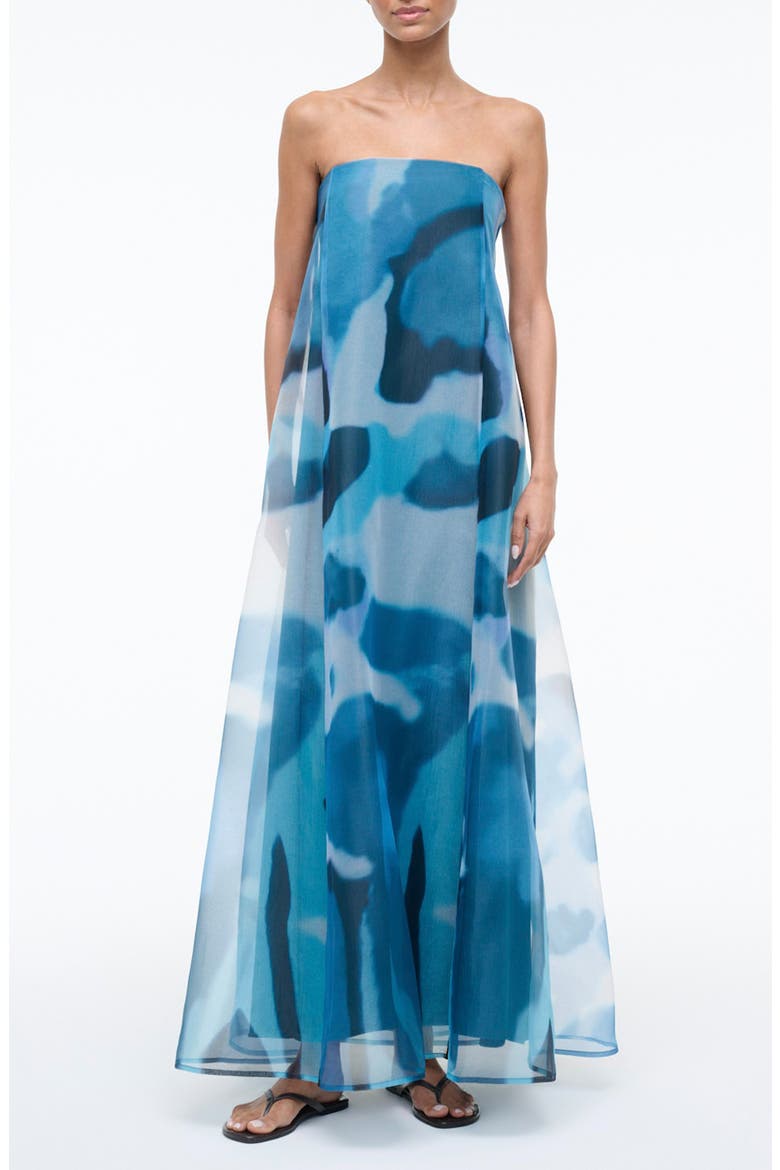 abstract blue dress ASOS Design - Twist Detail Wrap Front Pleated Midi Dress - Women - Polyester - 6 US