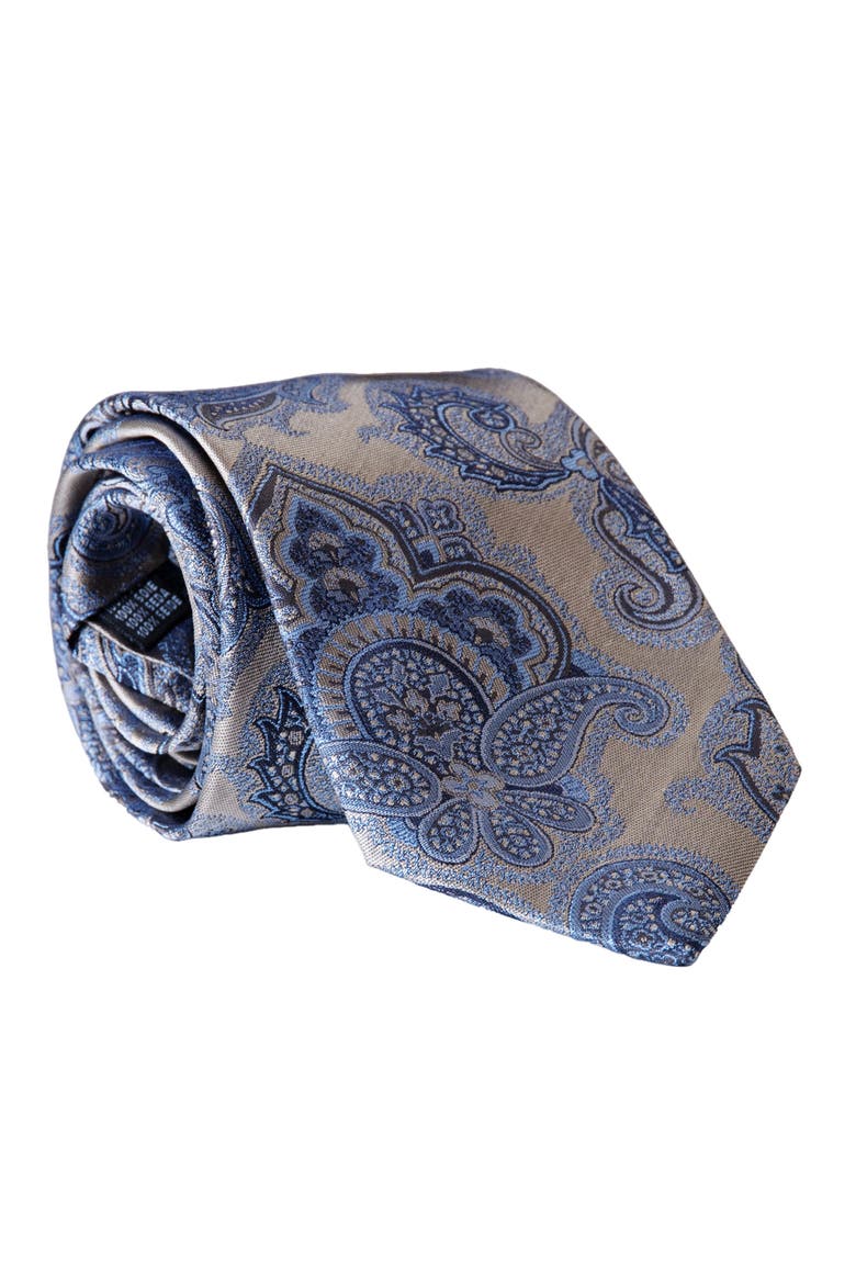 Cortina - Silk Jacquard Tie for Men, Main, color, Warm Pewter
