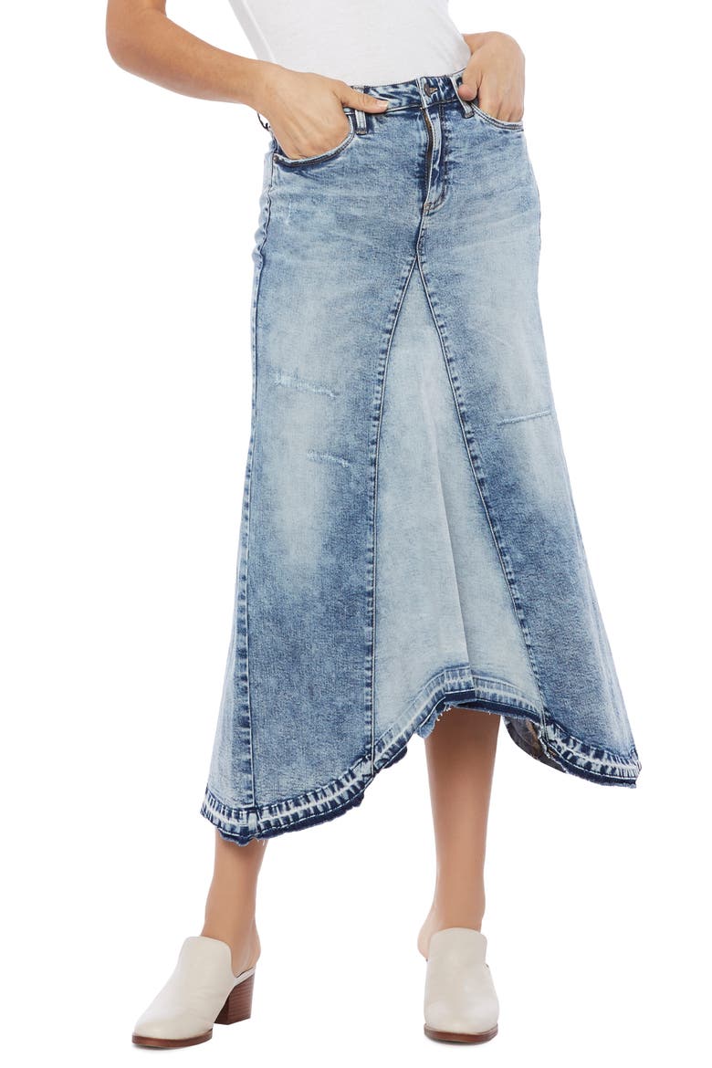 Selma Pieced Denim Midi Skirt, Main, color, POWDER BLUE
