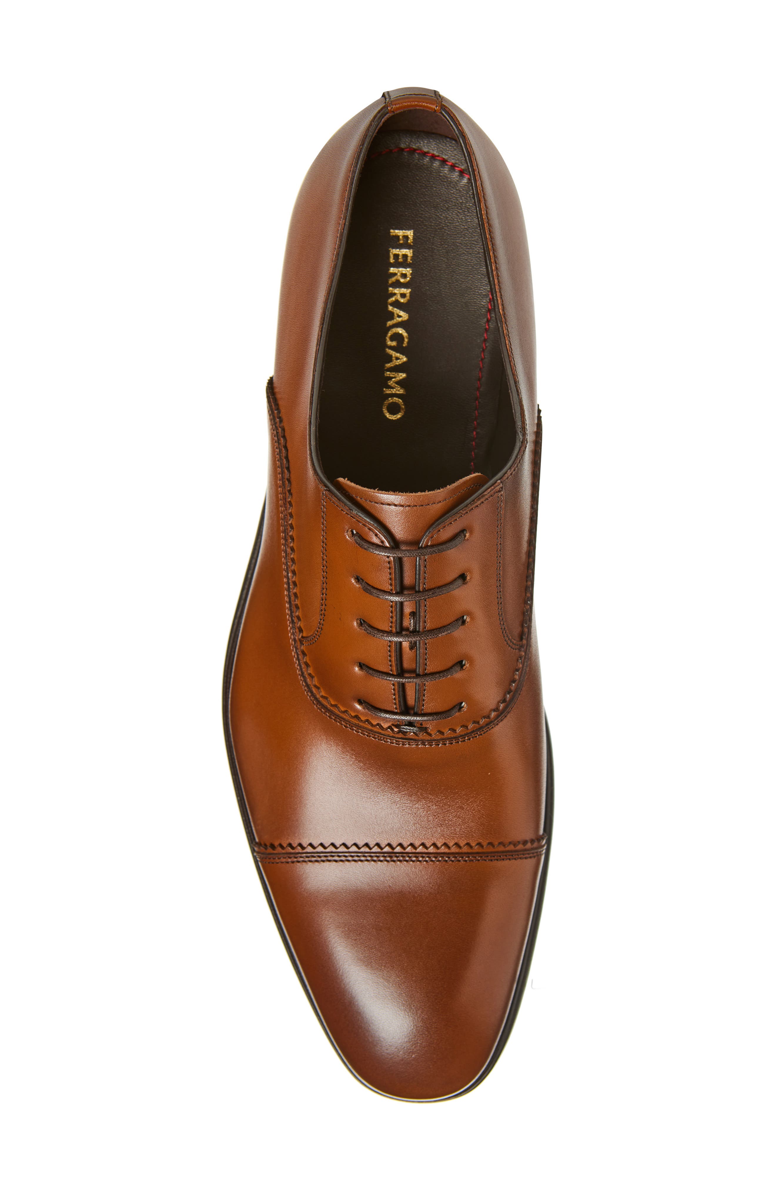 FERRAGAMO Boston Cap Toe Oxford, Alternate, color, Brown