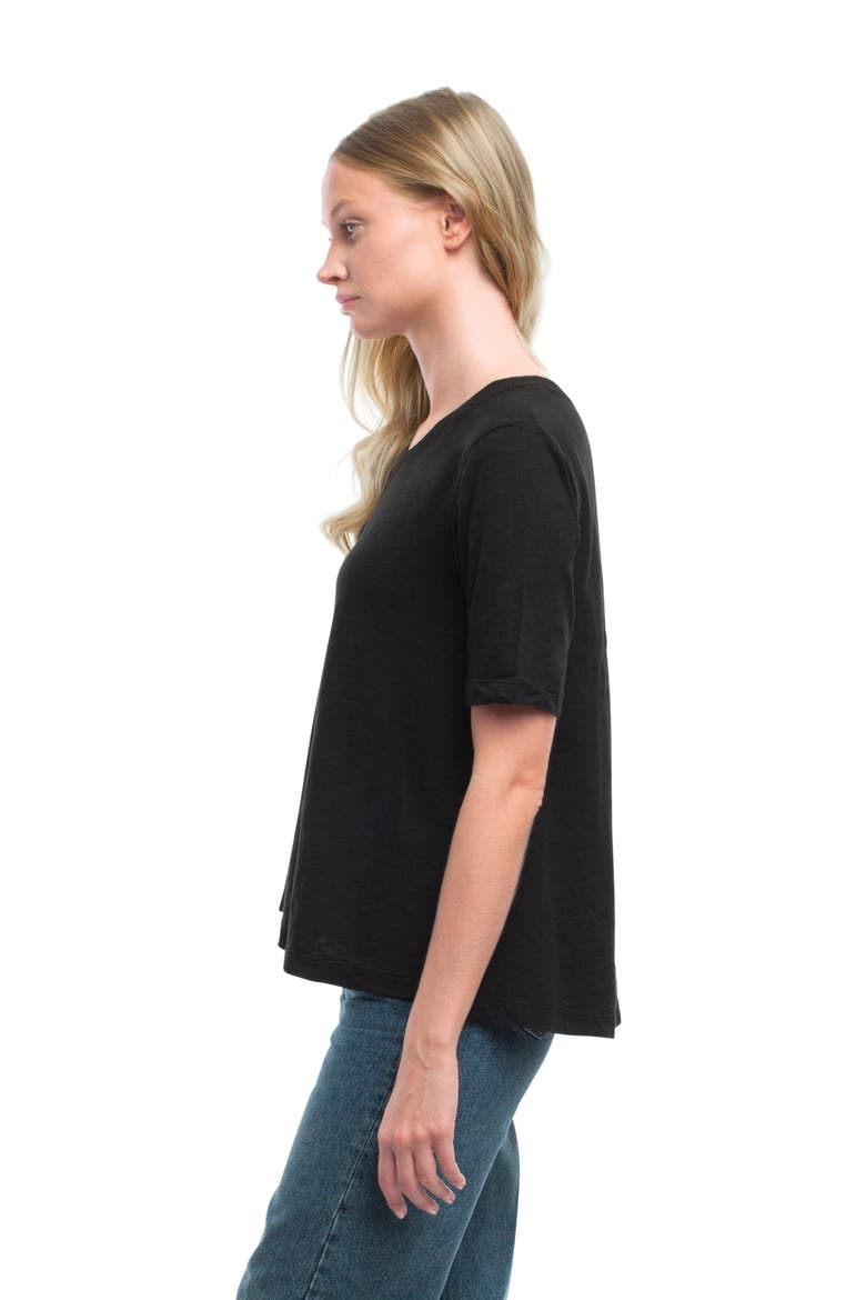 Elbow Sleeve Trapeze Top, Alternate, color, Black