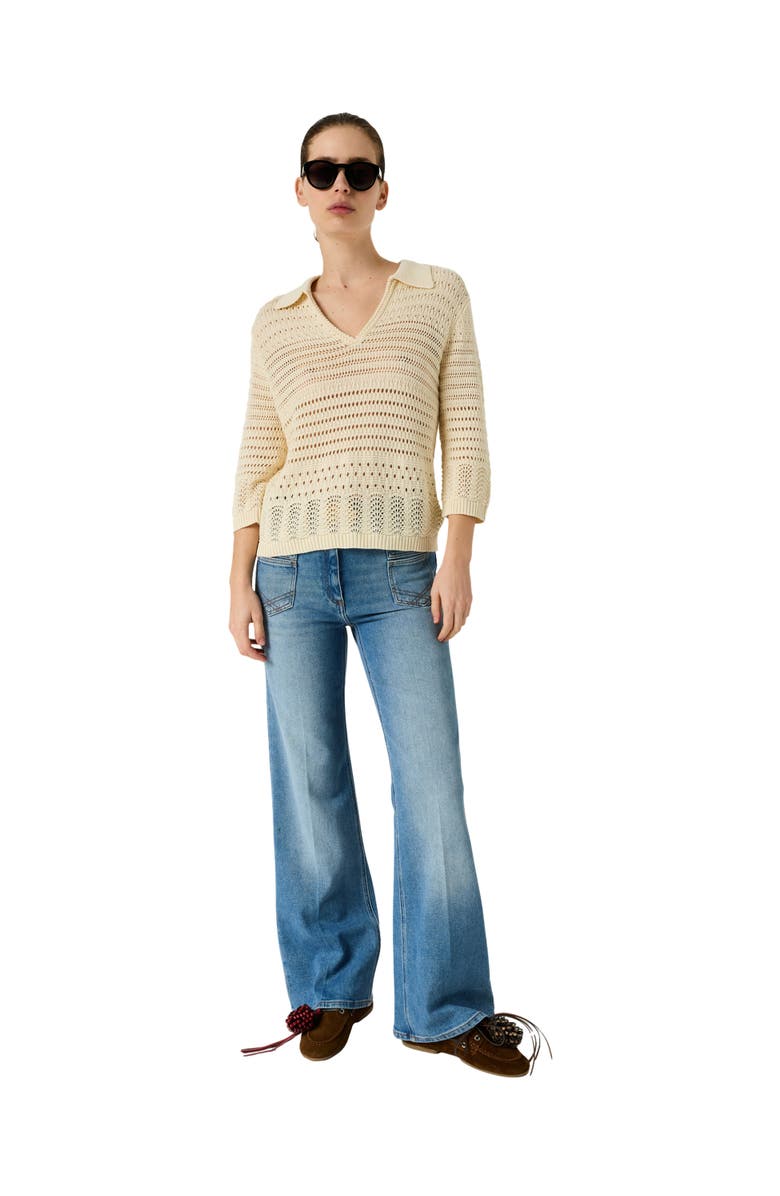 GERARD DAREL Lalya 3/4 Sleeve V-Neck Knit Top, Alternate, color, Ecru