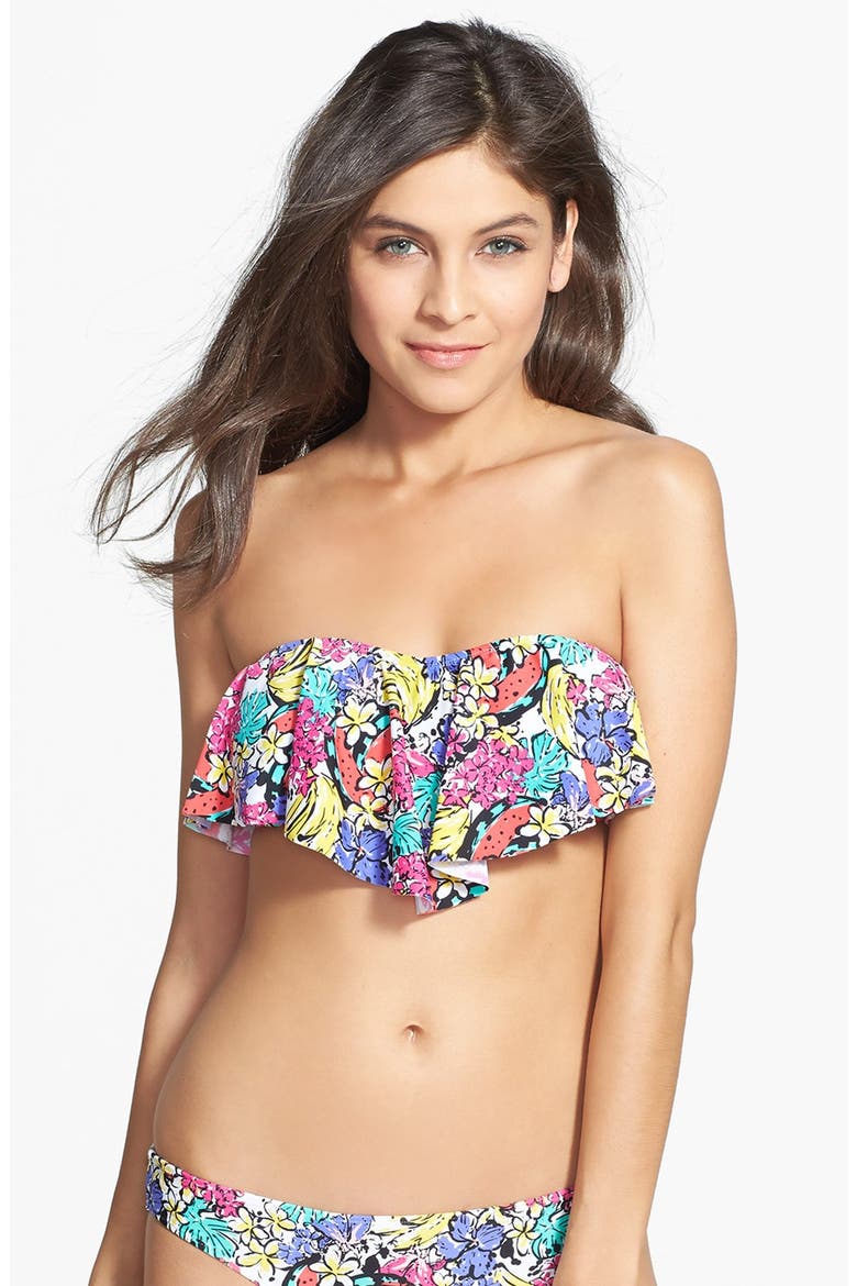 Ruffle Bandeau Bikini Top, Main, color, TROPICAL FRUIT