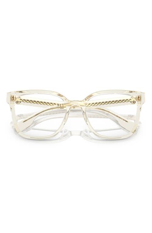 Tory Burch 53mm Square Optical Glasses In Transparent Pinot