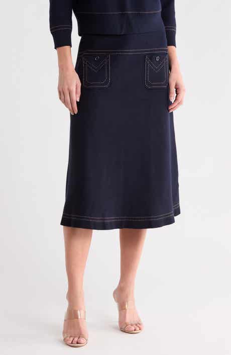 Top Stitch Midi Skirt