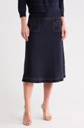 Adrianna Papell Top Stitch Midi Skirt