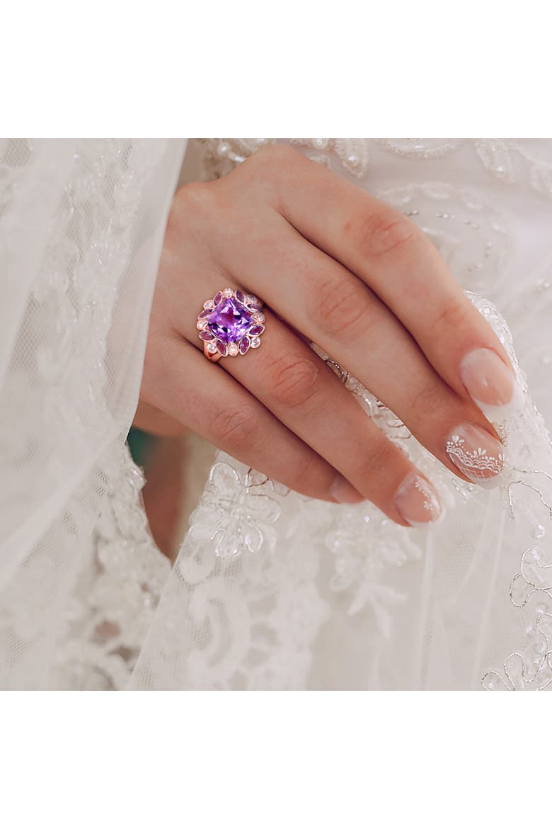 Amethyst & White Topaz Floral Ring, Alternate, color, Amethyst