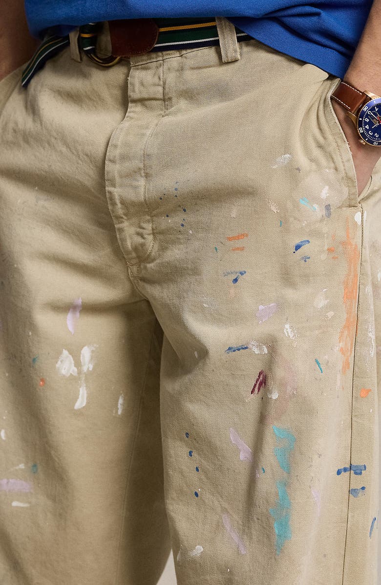 Polo Ralph Lauren Paint Spatter Cotton Twill Khaki Pants, Alternate, color, Montaukett