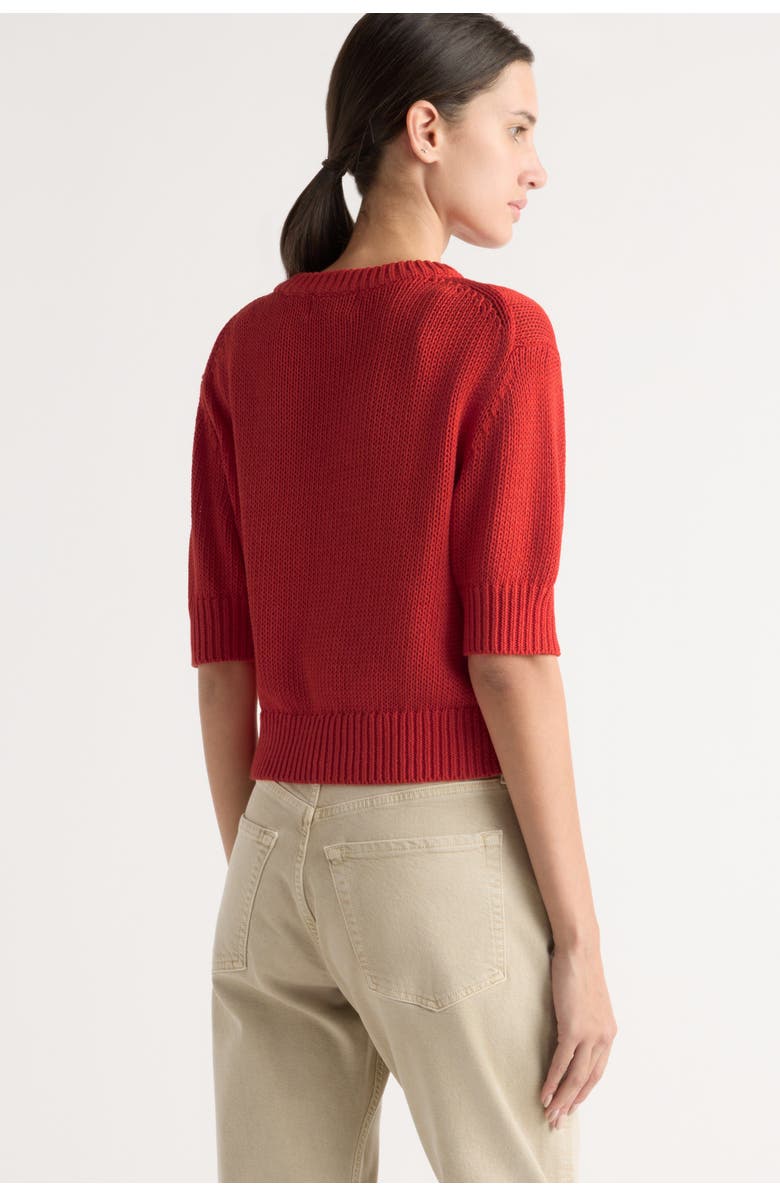 Modern Citizen Heidi Pullover Short-Sleeve Knit Top, Alternate, color, Red Orange