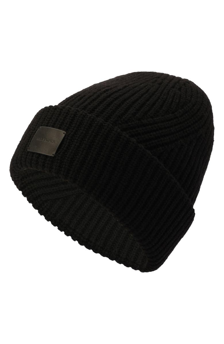 AllSaints Travelling Rib Knit Wool Blend Beanie, Alternate, color, 