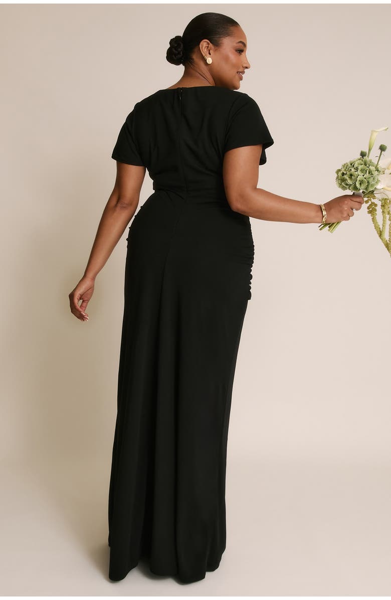 Six Stories Knot Panel Flutter Sleeve Maxi Dress, Alternate, color, Black