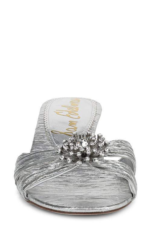 Sam Edelman Cindie Kitten Heel Mule Soft Silver Satin In Soft Silver