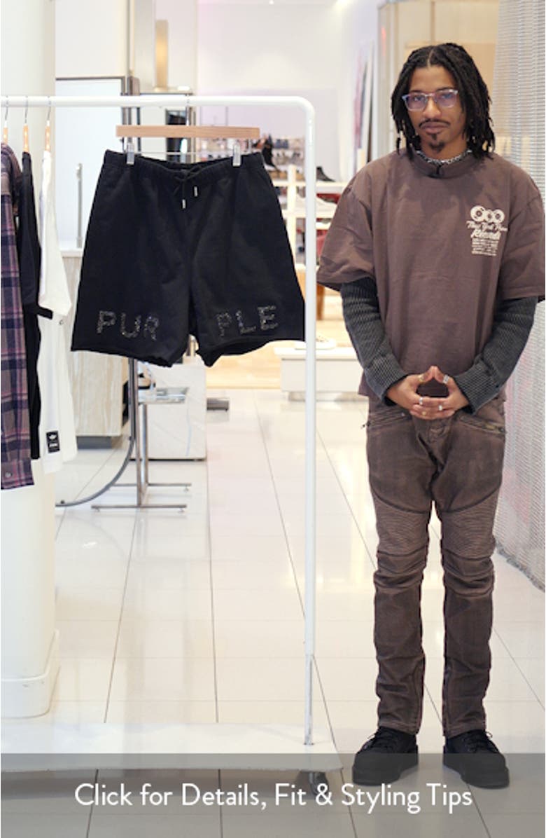 Beaded Logo French Terry Shorts, sales video thumbnail