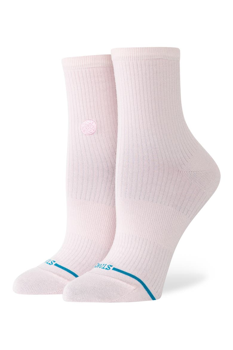 Fine Rib Quarter Socks, Alternate, color, PINK