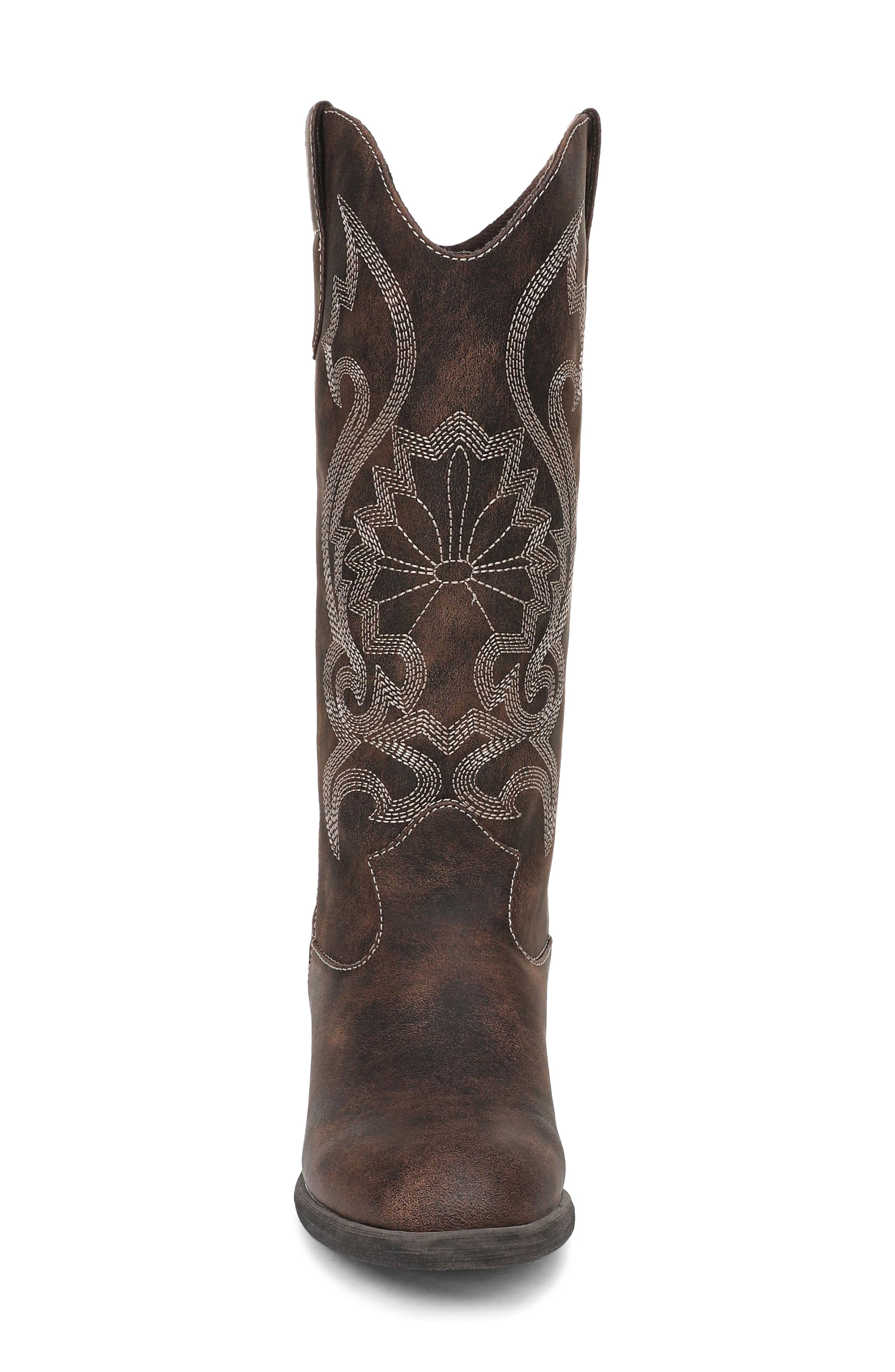 Stutter Faux Leather Western Boot, Alternate, color, WHISKEY FAUX LEATHER