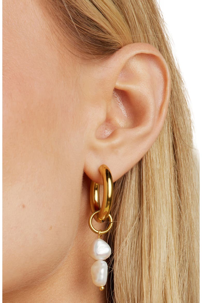 Zuma Freshwater Pearl Hoops, Alternate, color, Gold