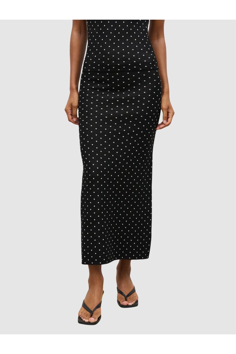 Bonnie Polka Dot Knit Midi Skirt, Main, color, Black And Cream