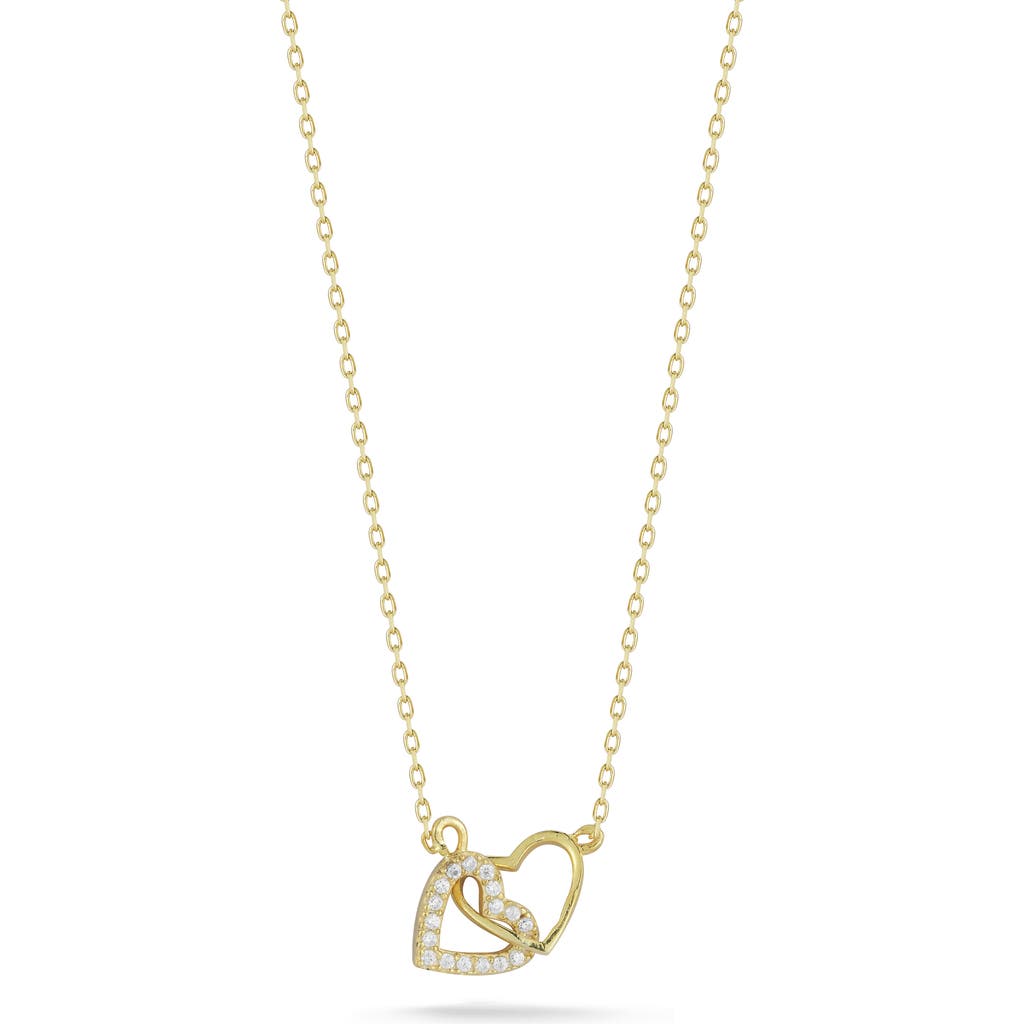 Glaze Jewelry 14k Gold Plated Silver Link Heart Necklace In Gold