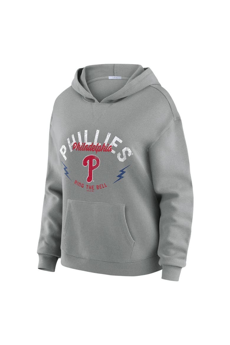 Women's WEAR by Erin Andrews Gray Philadelphia Phillies Waffle-Knit Long-Sleeve Hoodie & Lounge Pant Set, Alternate, color, Gray