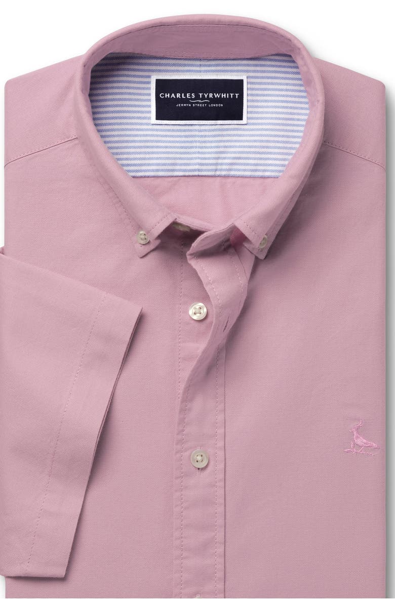 Charles Tyrwhitt Stretch Washed Oxford Short Sleeve Shirt, Alternate, color, 