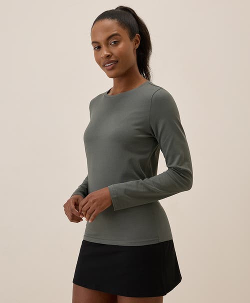Pact Organic Cotton Luxe Stretch Jersey Slim Long Sleeve Tee In Castor Grey