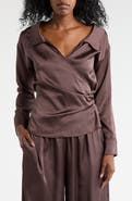 Renee C Faux Wrap Satin Top
