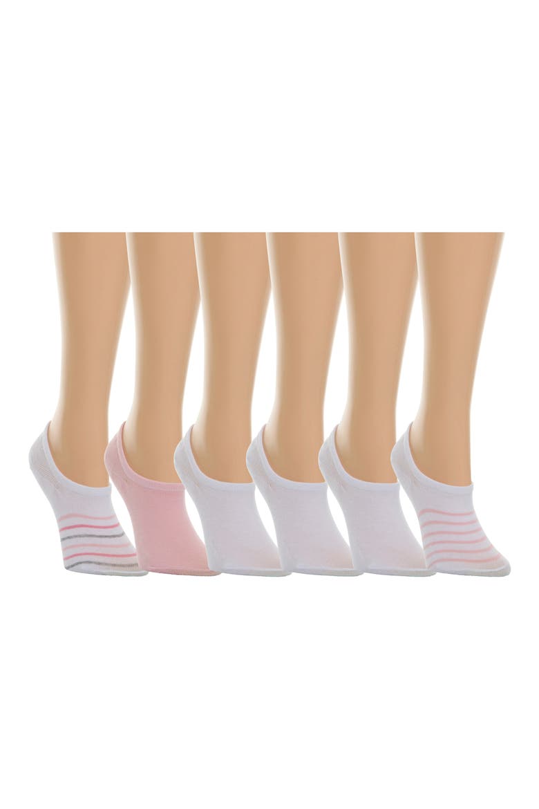 6-Pack No-Show Liner Socks, Alternate, color, WHITE/ PINK/ LIGHT GREY/ GREY