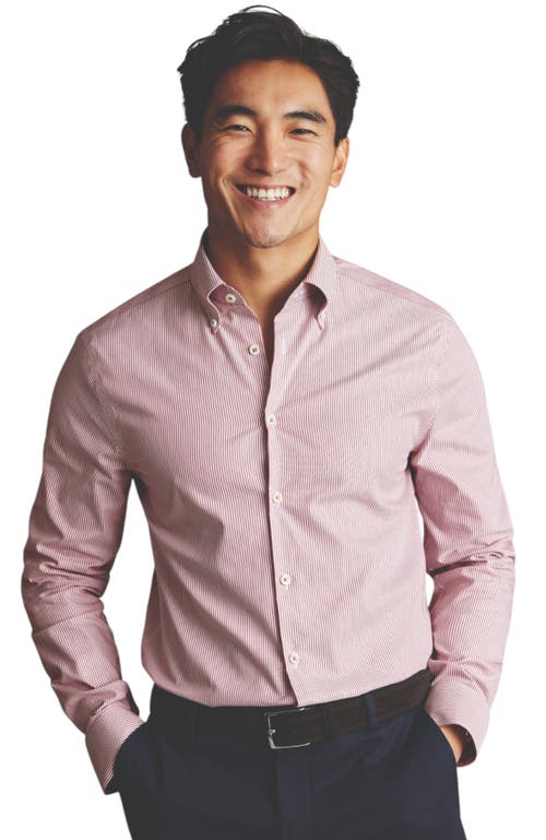 CHARLES TYRWHITT CHARLES TYRWHITT NON-IRON STRETCH PINPOINT OXFORD STRIPE SHIRT