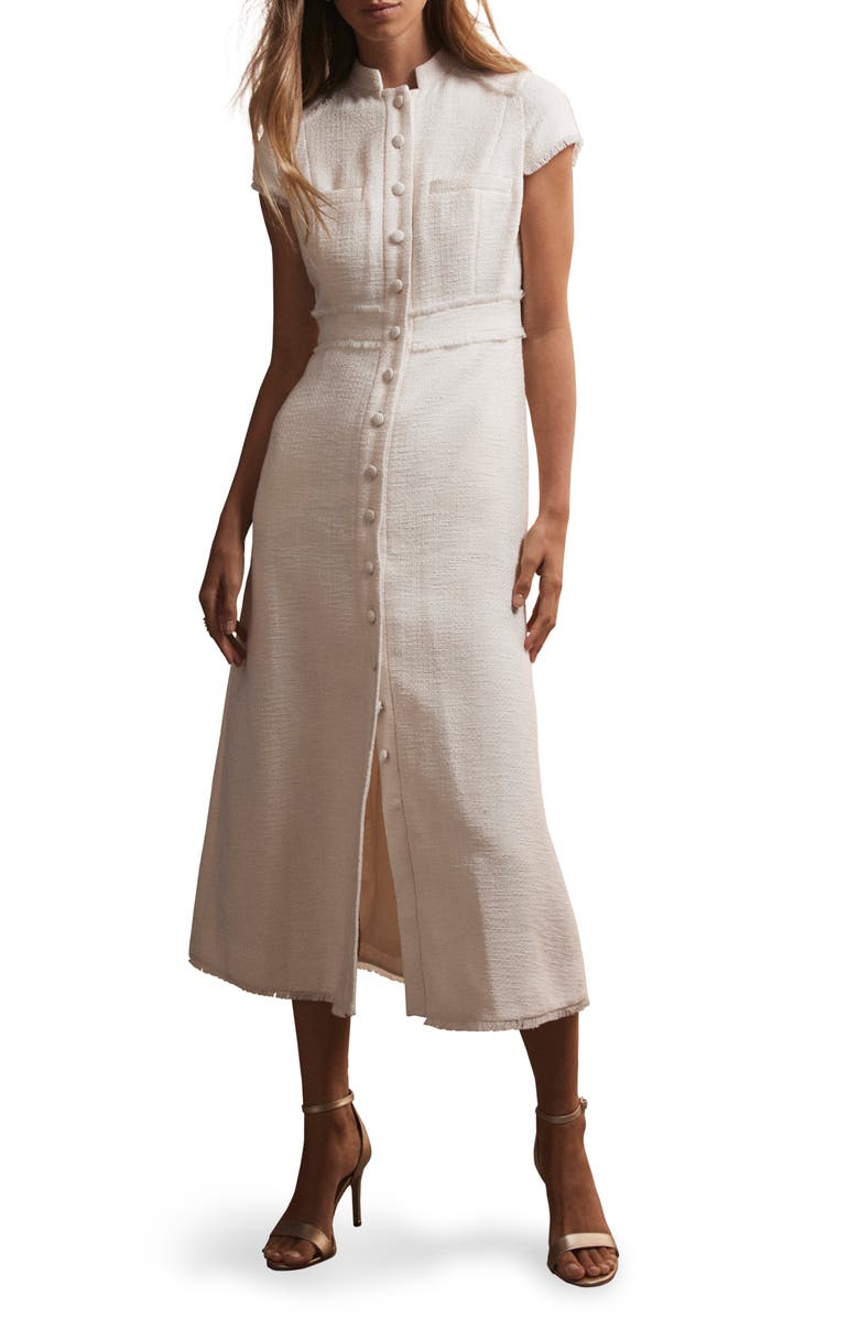 MINT VELVET Boucle Midi Dress, Alternate, color, Ivory