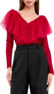 Endless Rose Ruffle Mesh Mixed Media Top