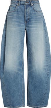 Alexander Wang Distressed Logo Blow Up Barrel Leg Jeans