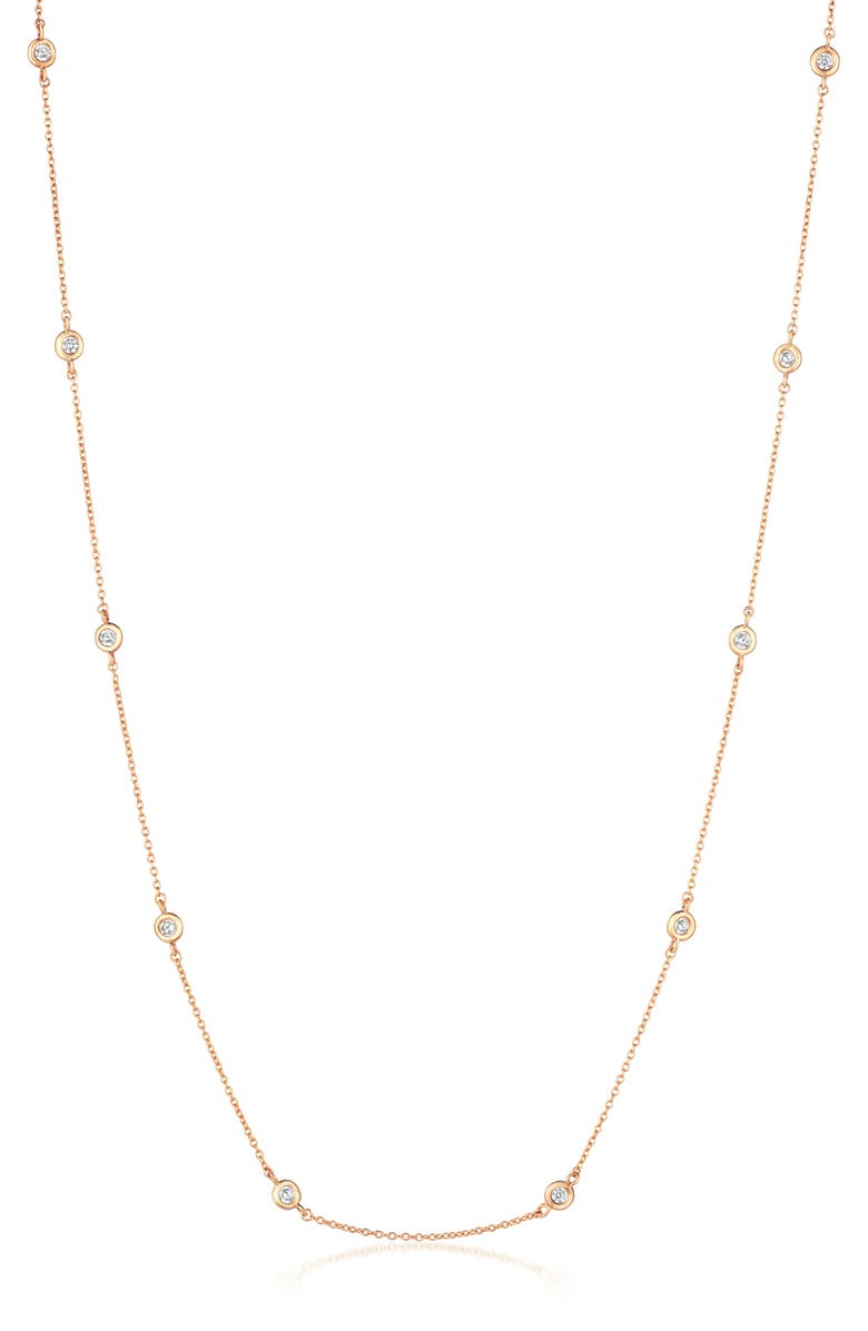 Crislu Cubic Zirconia Bezel Station Necklace, Main, color, 