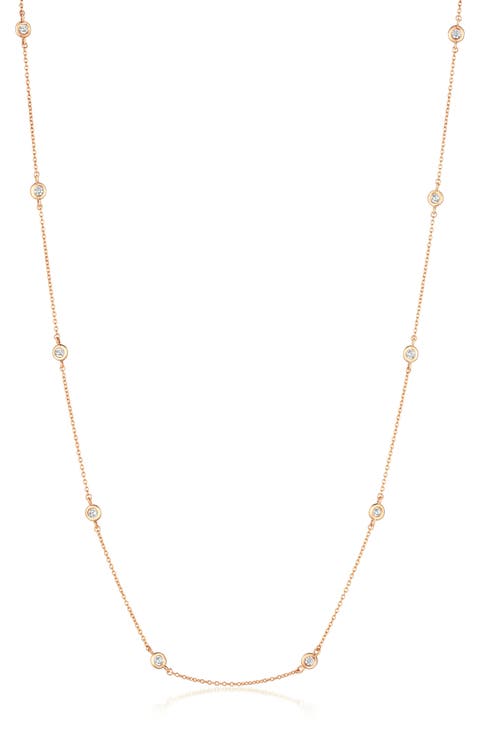 Cubic Zirconia Bezel Station Necklace