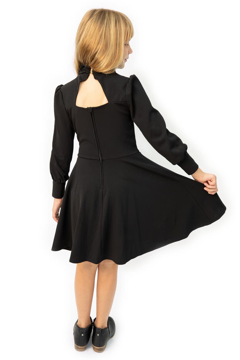 Mock Neck Skater Dress, Alternate, color, BLACK
