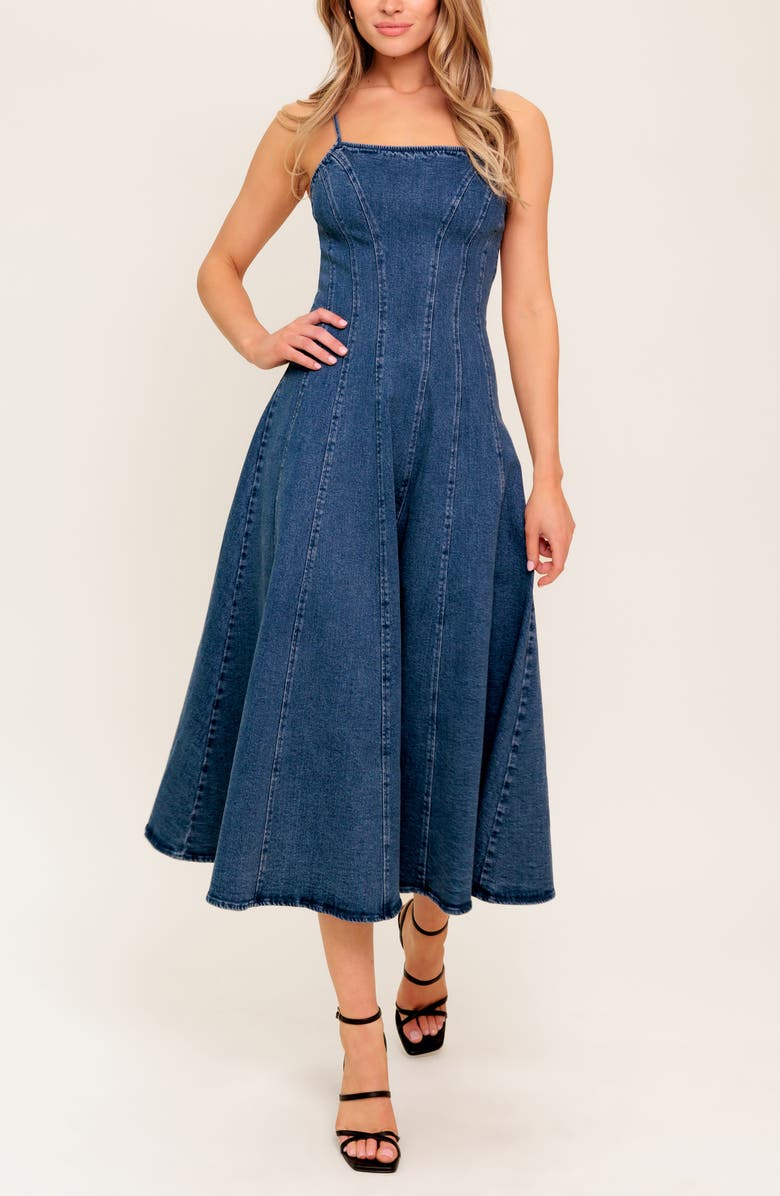 FLYING TOMATO Denim Midi Dress, Alternate, color,