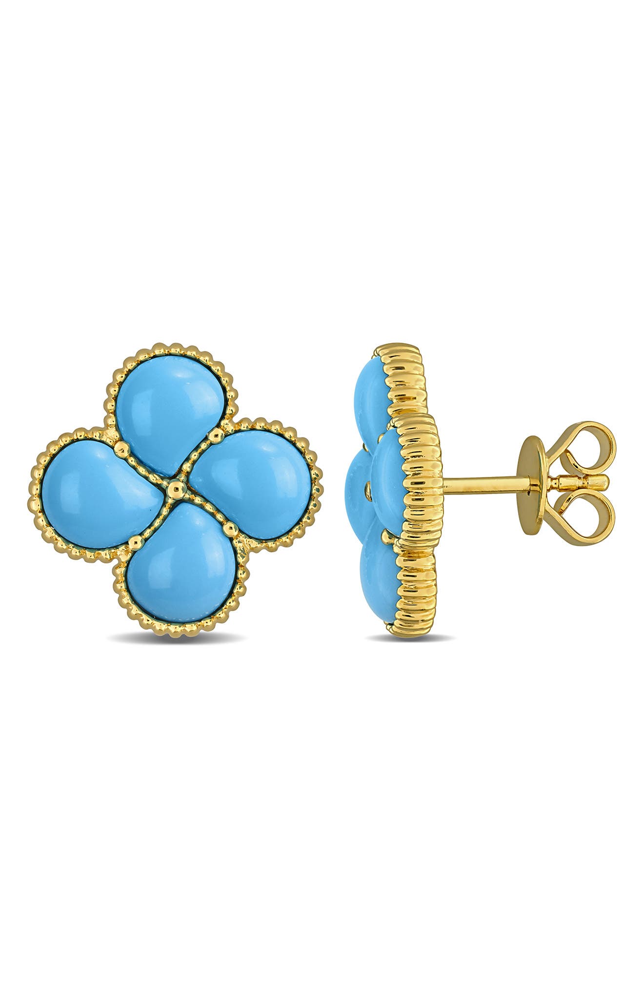 Lab Created Pink Opal Stud Earrings