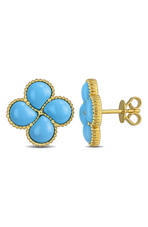 Lab Created Pink Opal Stud Earrings