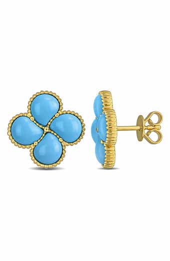 Lab Created Pink Opal Stud Earrings