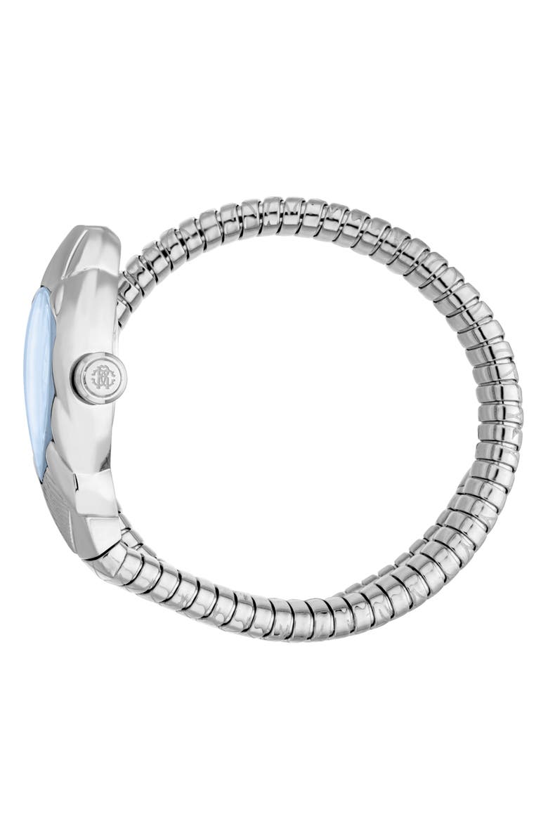 Roberto Cavalli Fiaba Snake Wraparound Bracelet Watch, 24.5mm x 39mm, Alternate, color, Silver/ Blue