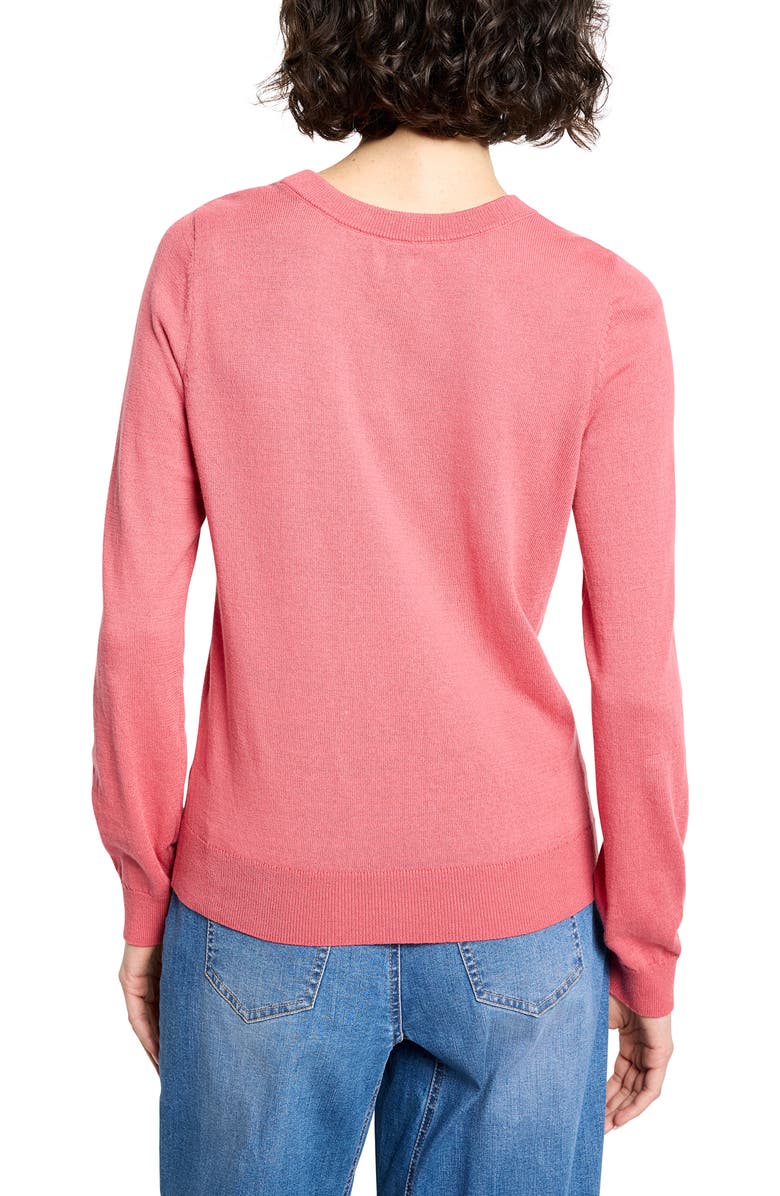 NIC+ZOE Pure Cotton Crewneck Sweater, Alternate, color, Cranberry