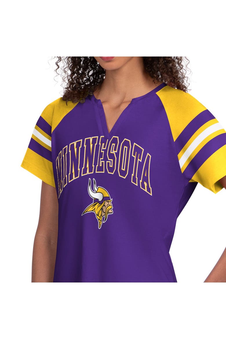 Women's Starter  Purple Minnesota Vikings Game On Notch Neck Raglan T-Shirt, Alternate, color, Purple