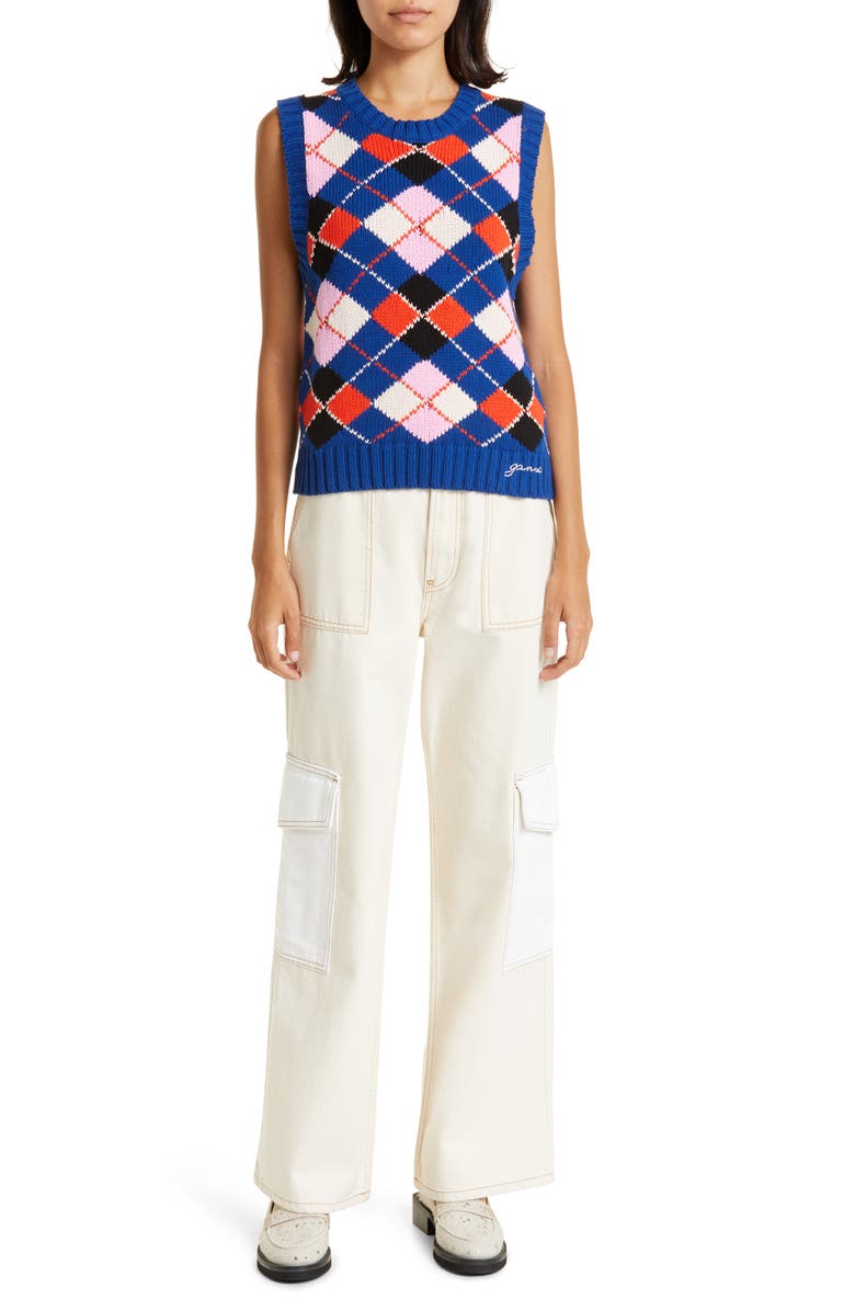 Ganni Organic Cotton Sweater Vest, Alternate, color, 