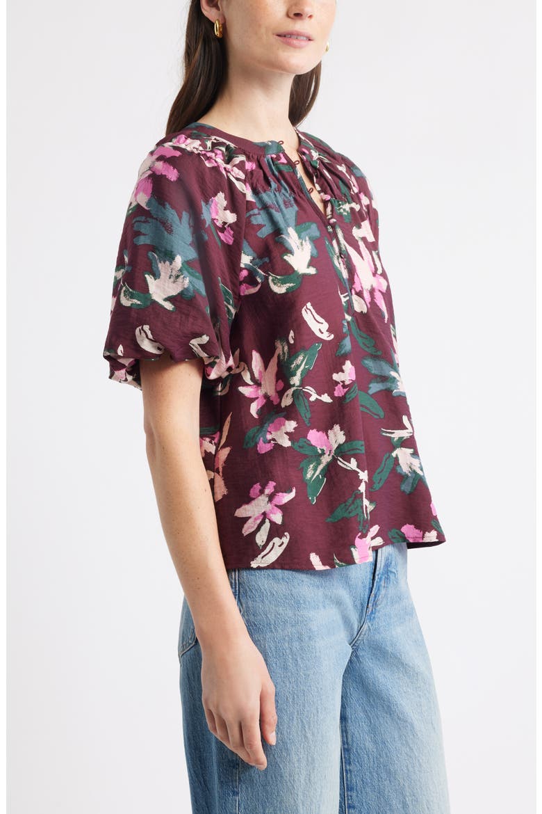 Puff Sleeve Top, Alternate, color, BURGUNDY- PINK LUCY FLORAL