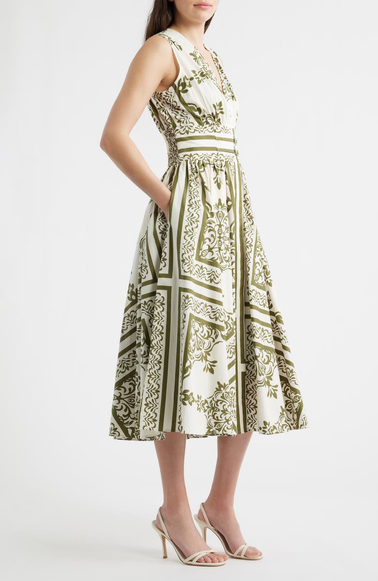 CeCe Sleeveless Belted Cotton Midi Dress, Alternate, color, 